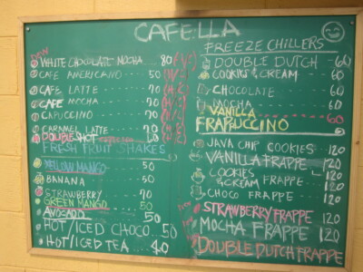 カフェラのメニュー